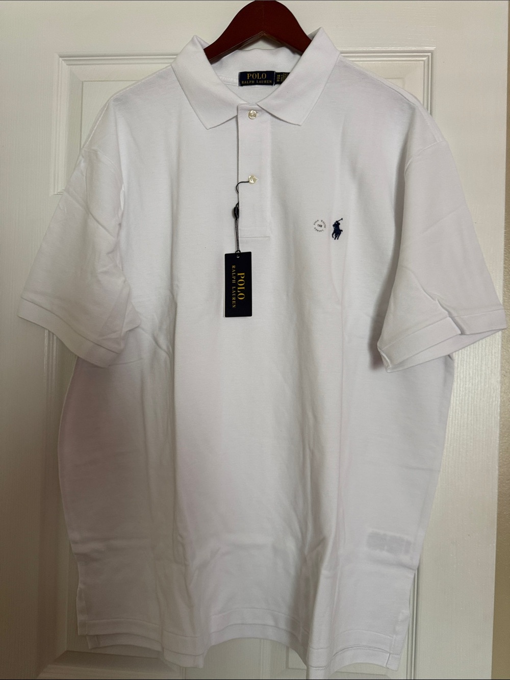 Polo by Ralph Lauren White Short-Sleeve Cotton Polo with Navy Pony